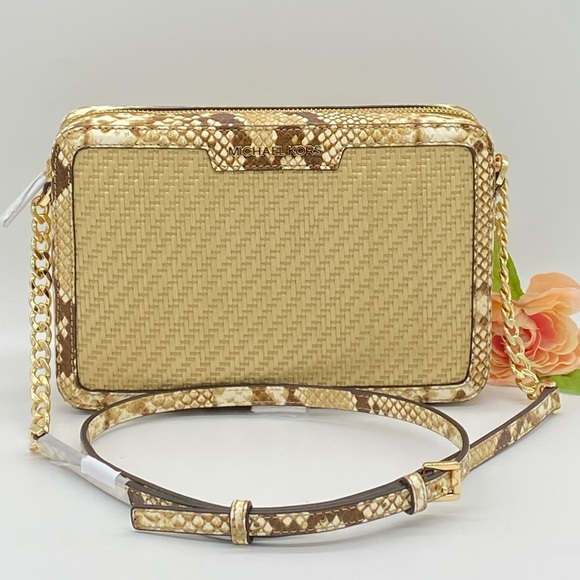 MICHAEL KORS STRAW PYTHON CAPSULE JSI LG EW XBODY - Picture 2 of 15